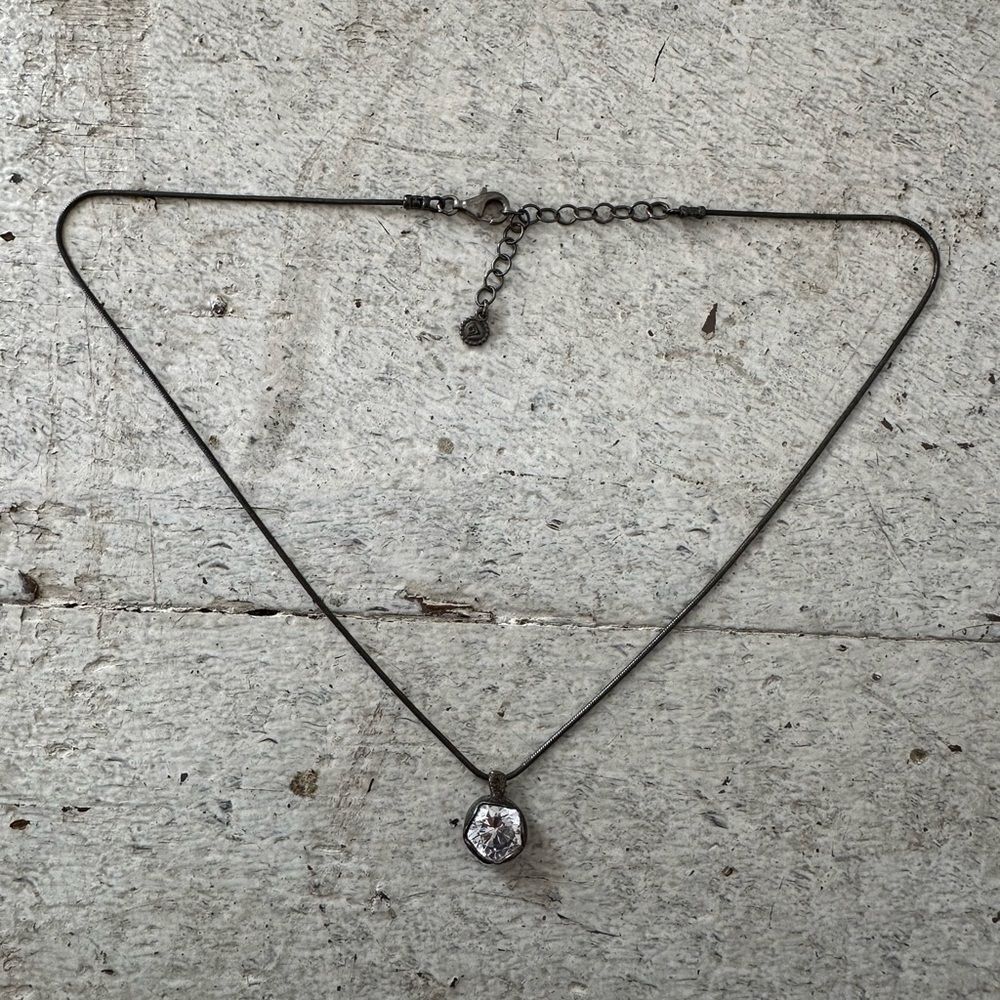 Vintage Sterling Silver Silpeda Large Cz Simulated Diamond Necklace